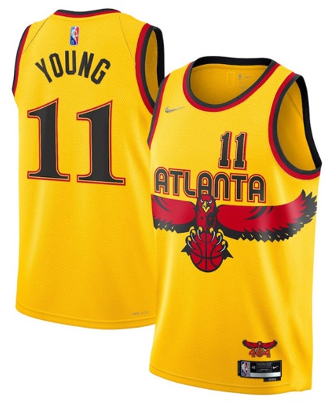 Mens Atlanta Hawks #11 Trae Young Yellow Stitched Game Jersey->atlanta hawks->NBA Jersey